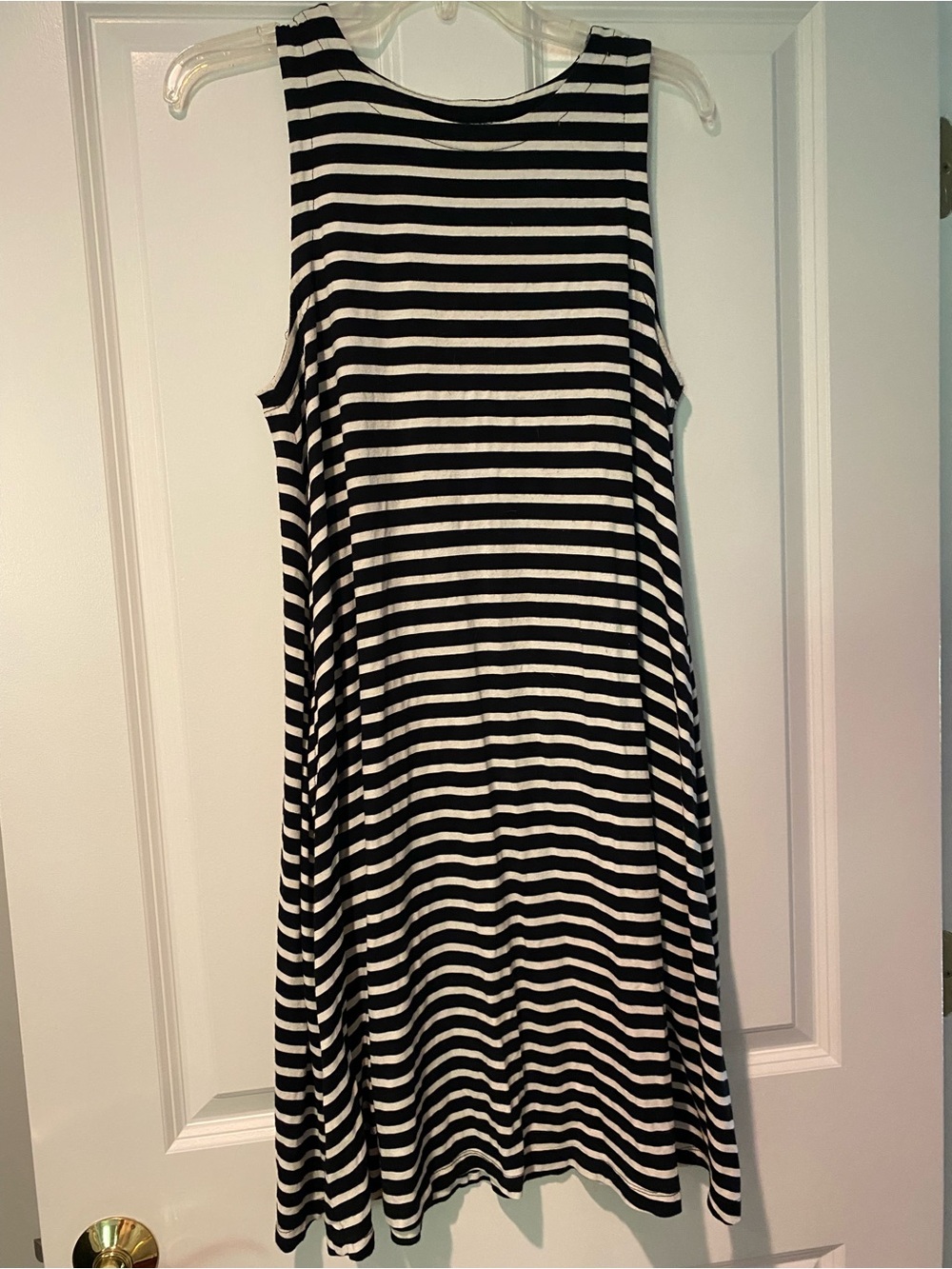 Sleeveless Black and White Striped Midi Dress